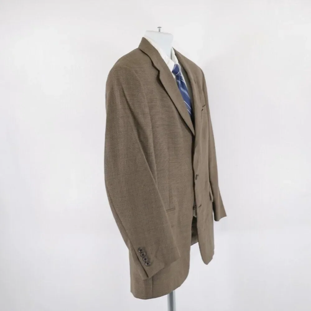 Austin Reed Woven Wool Beige‎ Tan Check 3 Button Blazer / Sport Coat 40R